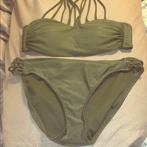 Strappy Army Green Bikini Set